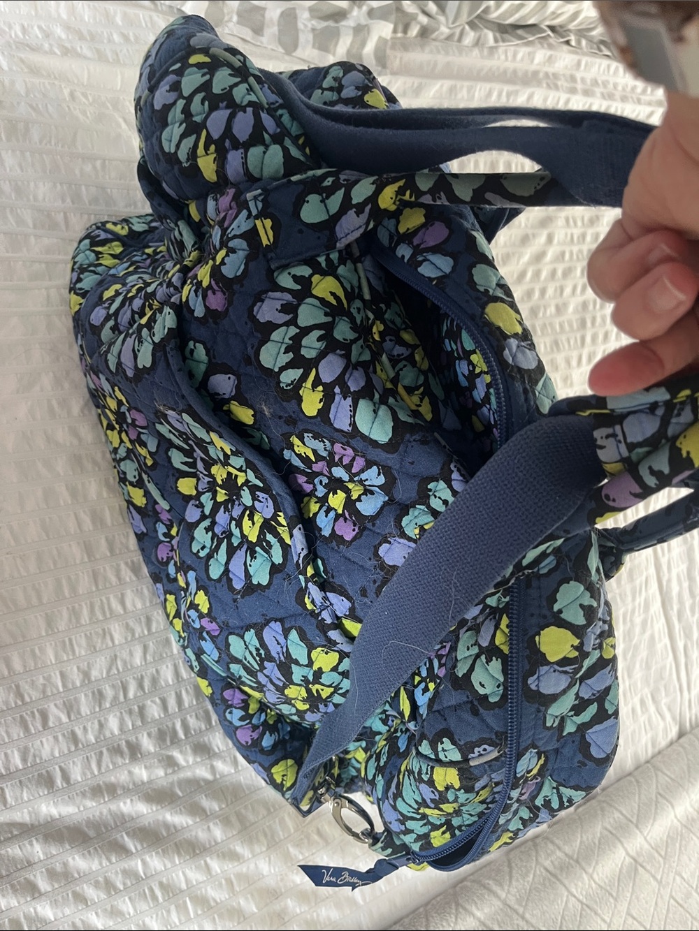 Vera Bradley Navy Quilted Floral Travel Tote